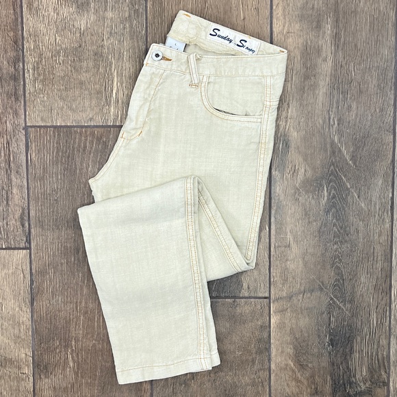 Sunday Saint Tropez Pants - Sunday Saint Tropez Tan Linen Ankle Pants